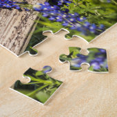 Texas Bluebonnets rond een landhek Legpuzzel (Zijkant)