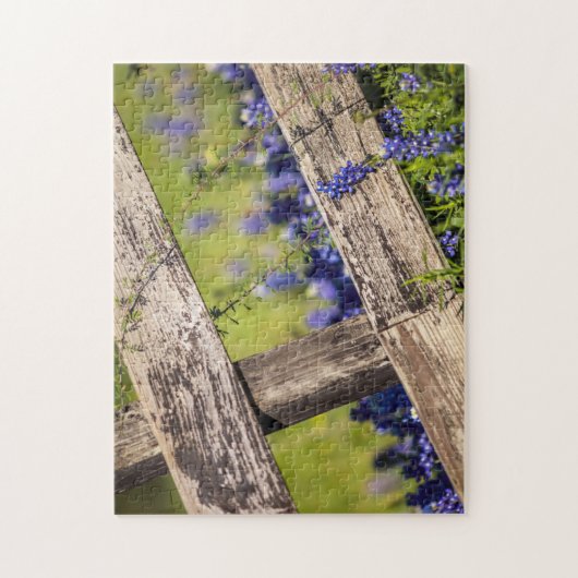 Texas Bluebonnets rond een landhek Legpuzzel (Verticaal)