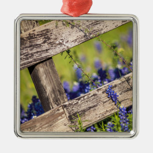 Texas Bluebonnets rond een landhek Metalen Ornament