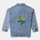 Texas Bluebonnets Staat Texas Bloem Modern Denim Jacket (Achterkant)
