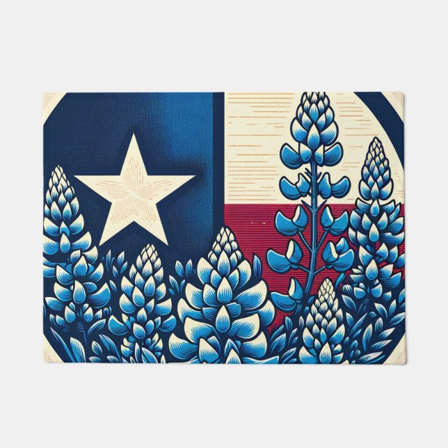 Texas Bluebonnets State Flag Texan Pride Deurmat (Voorkant)