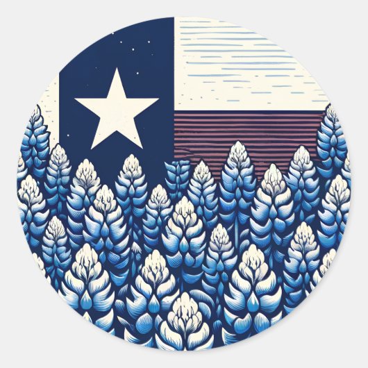 Texas Bluebonnets State Flag Texan Pride Ronde Sticker (Voorkant)