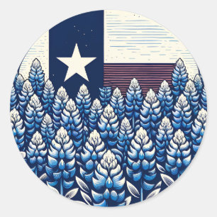 Texas Bluebonnets State Flag Texan Pride Ronde Sticker