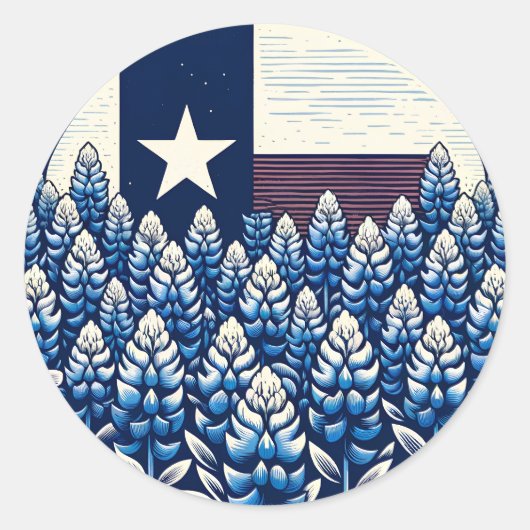 Texas Bluebonnets State Flag Texan Pride Ronde Sticker (Voorkant)