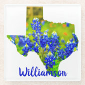 Texas Bluebonnets State of Texas w Name Glazen Onderzetter (Voorkant)