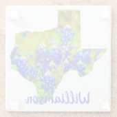 Texas Bluebonnets State of Texas w Name Glazen Onderzetter (Achterkant)