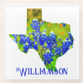 Texas Bluebonnets State of Texas w Name Glazen Onderzetter (Voorkant)