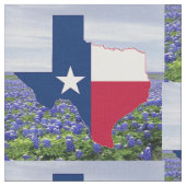 Texas Bluebonnets Texas Shape Flag Fabric 4,5" Stof (Close Up)