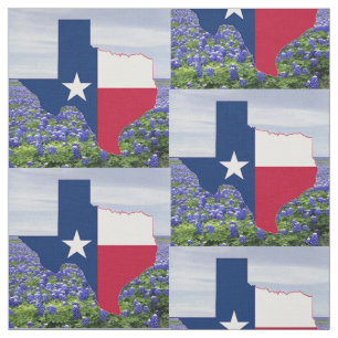 Texas Bluebonnets Texas Shape Flag Fabric 4,5" Stof