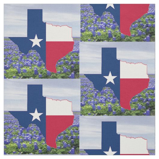 Texas Bluebonnets Texas Shape Flag Fabric 4,5" Stof (Swatch)