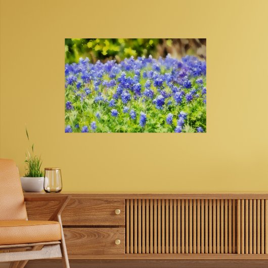 Texas Bluebonnets Watercolor Stijl Kunstprint Poster (Woonkamer 2)