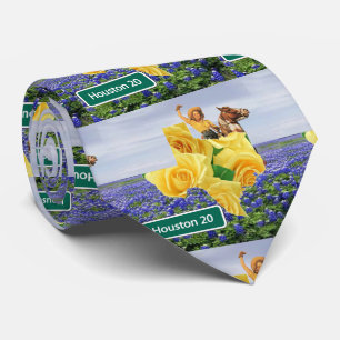 Texas Bluebonnets Yellow Rose Cowgirl Stropdas Hou