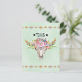 Texas Boho Koe schedel met bloemen chic Trendy Briefkaart (Staand voorkant)