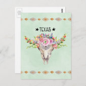 Texas Boho Koe schedel met bloemen chic Trendy Briefkaart (Voorkant / Achterkant)