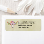 Texas Boho Koe schedel met bloemen chic Trendy Etiket (Insitu)