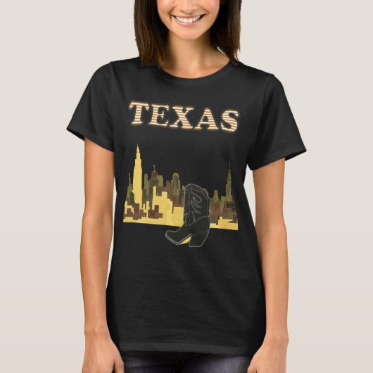 Texas Boots Skyline Gold Reis T-Shirt (Voorkant)