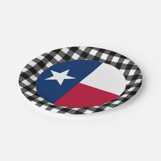 Texas Bord, buffalo plaid USA & Texas Flag Papieren Bordje (Gekanteld)