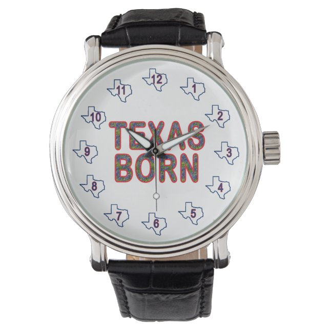 Texas Born Bluebonnet Horloge (Voorkant)