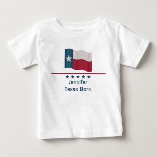 Texas Born Long Star Flag Name Persoonlijke Baby (Voorkant)