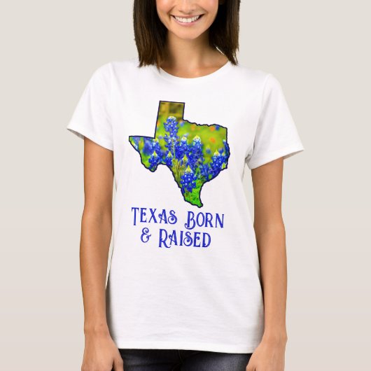 Texas Born & Raised Bluebonnets State of Texas T-shirt (Voorkant)
