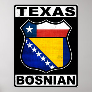 Texas Bosnian American Sign Poster