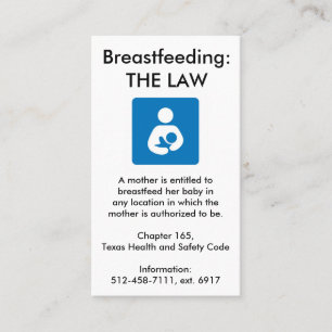 Texas Breastfeed Law Visitekaartje