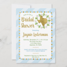 Texas Bridal Shower Invitation Blue Gold