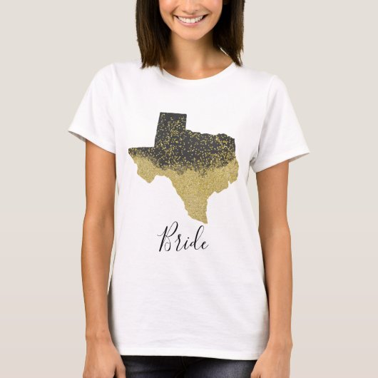 Texas Bride Black en Gold Afbeelding T-shirt (Voorkant)