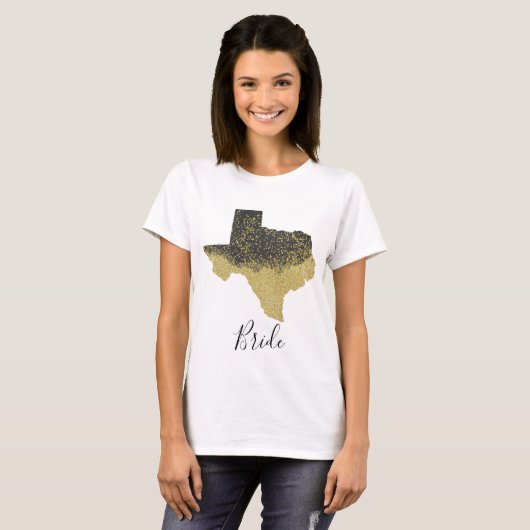 Texas Bride Black en Gold Afbeelding T-shirt (Voorkant volledig)