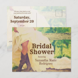 Texas Bride in Boots Bridal Shower Invitation Post Briefkaart