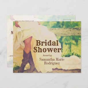 Texas Bride in Boots Bridal Shower Invitation Post Briefkaart