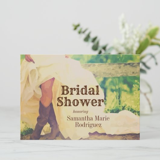 Texas Bride in Boots Bridal Shower Kaart (Staand voorkant)