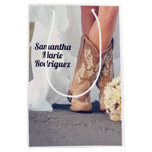 Texas Bride in het Vrijgezellenfeest Boots Medium Cadeauzakje (Voorkant)