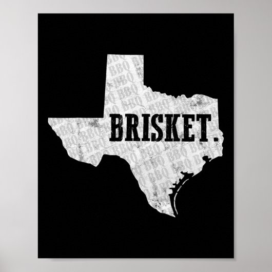 Texas Brisket BBQ en Pitmaster T-shirt  Poster (Voorkant)