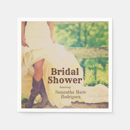 Texas Bruid in Laarzen Bruiloftsfeest servetten (Voorkant)