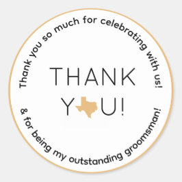 Texas Bruiloft Groomsman Gift Ronde Sticker