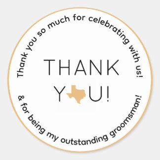 Texas Bruiloft Groomsman Gift Ronde Sticker