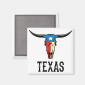 Texas Bull Longhorn schedel Texaanse vlag Magneet (Voorkant / Achterkant)