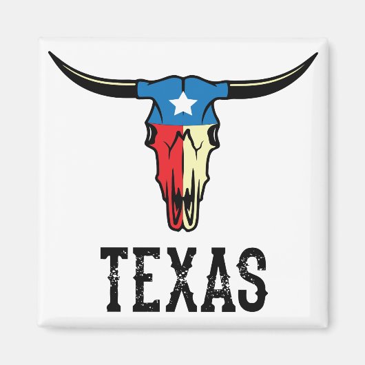 Texas Bull Longhorn schedel Texaanse vlag Magneet (Voorkant)