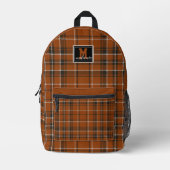 Texas burnt orange checkered plaid tartan bedrukte rugzak (Voorkant)