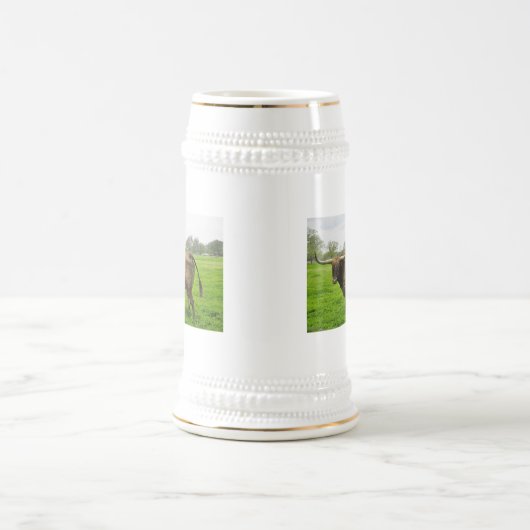 Texas Burnt Sinaasappel Longhorn Steer Bierpul (Center)