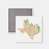 Texas Cactus Cacti Succulent Watercolor Kaart Magneet (Voorkant / Achterkant)