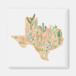 Texas Cactus Cacti Succulent Waterverf Kaart Magneet