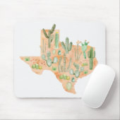 Texas Cactus Succulent Waterverf Illustratiekaart Muismat (Met muis)