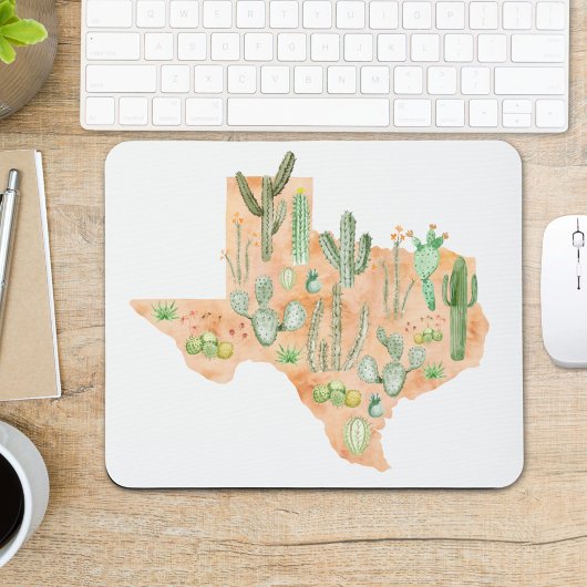 Texas Cactus Succulent Waterverf Illustratiekaart Muismat