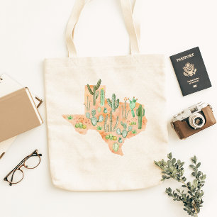 Texas Cactus Watercolor Illustratie Kaart Tote Bag