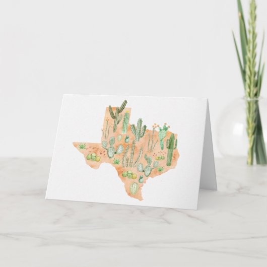 Texas Cactus Watercolor Illustration Map Folded Kaart (Voorkant)