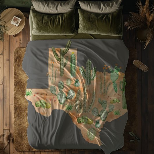 Texas Cactus Waterverf Illustratie Kaart Fleece Deken