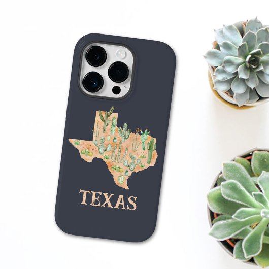 Texas Cactus Waterverf Illustratie Kaart Reizen Case-Mate iPhone Case