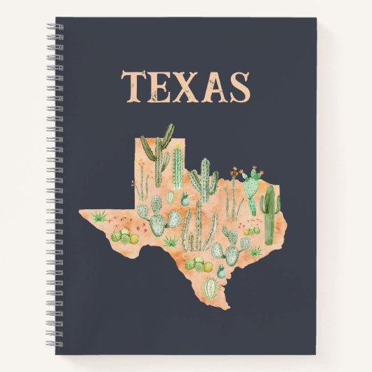 Texas Cactus Waterverf Kaart Reisjournaal Notitieboek (Voorkant)
